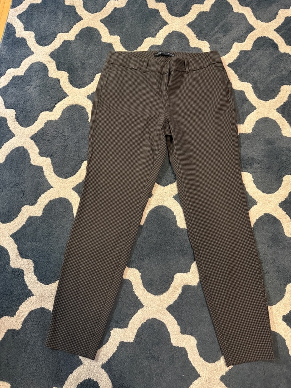 The Limited Brown Micro-Check Slim Chinos